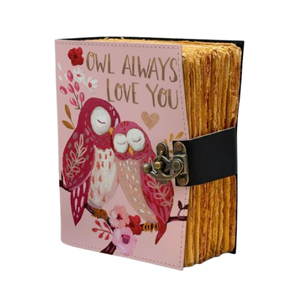 Diario de Cuero Hecho a Mano con Diseño de Búho, 400 Páginas, Regalo Romántico Vintage para el Día de San Valentín - Product Image 1