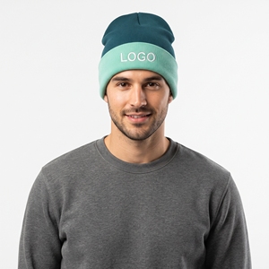 Bonnet double couche personnalisé, tricoté bicolore, chaud et épais, unisexe, pour l'extérieur - Product Image 1
