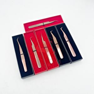 Gran oferta, pinzas de pestañas de Color Plasma de oro rosa, acero inoxidable, punta de fibra de 90 grados, pinzas de extensión de pestañas sostenibles - Product Image 4