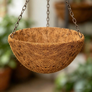 Natural Coconut Coir Fiber Wall Hanging Pot Basket for Home <b>Garden</b> Flowers Biodegradable Eco-Friendly Planter Wholesale Vietnam - Product Image 5