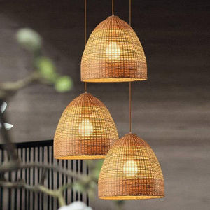 Lampe suspendue décorative en bambou sculptée à la main vintage pour salon en matériau naturel du Vietnam - Product Image 3