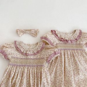 Trajes de Verano con Volantes y Cuello de Flores para Bebés, Mono de Manga Corta con Estampado de Burbujas para Niñas, Estilo Hermana - Product Image 3