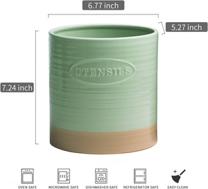 Juego de Portautensilios de Cerámica Premium, Diseño de Doble Tamaño, Acabado Mate, Base Gruesa, Resistente al Calor, Organizador de Almacenamiento para la Encimera de la Cocina - Product Image 6