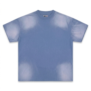 T-shirt Homme Oversize Col Rond Manches Courtes 100% Coton Pur Grammage Lourd Délavé à l'Acide Effet Délavé par le Soleil Impression Numérique Respirant - Product Image 2