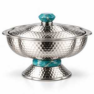 Casserole à double paroi Hammer Design, pour servir des plats chauds, idéale pour la table à manger à la maison, de qualité supérieure, forme ronde. - Product Image 1