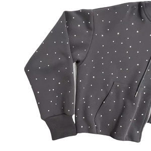 Conjunto Deportivo de Dos Piezas para Mujer, Talla Grande, con Capucha y Pedrería Negra, 100% Algodón Ecológico, Sudadera con Cierre y Pantalones Jogger de Pierna Ancha, Estilo Casual - Product Image 3