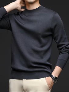 Pull léger brodé vintage pour homme - Tricot classique uni à col rond, doux et confortable pour un usage quotidien décontracté - Product Image 5