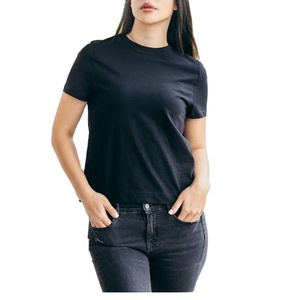 T-shirts en coton pour femmes avec logo personnalisé, anti-rides, séchage rapide, écologiques, respirants, col rond, manches courtes, décontractés, pour l'été - Product Image 1