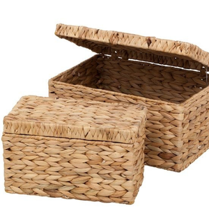 Meilleure vente, grand panier de rangement en jacinthe d'eau tissé à la main, poignées de luxe de bonne qualité faites à la main pour une blanchisserie domestique durable - Product Image 4