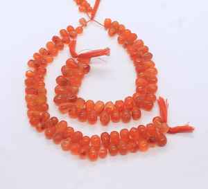 Cuentas de cornalina natural lisas en forma de lágrima de 6x9 a 7x10 mm, cuentas de cornalina en forma de lágrima de 8 pulgadas para la fabricación de joyería. - Product Image 1