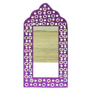 Miroir mural rectangulaire en perles de pierre rose, attrayant, pour la décoration artistique des murs de la maison - Product Image 5