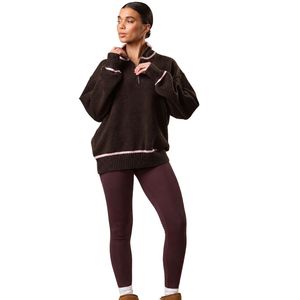 Burgundy Jersey Legging Women High Rise Stretch Workout <b>Tights</b> Soft Touch Fitness Yoga Pants Athletic Everyday Wear - Product Image 1