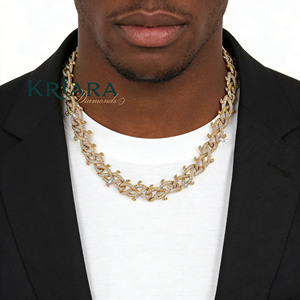 Collier chaîne à maillons en moissanite plaqué or S925, taille brillant rond, micro-pavé, bijou statement unisexe pour usage quotidien - Product Image 4