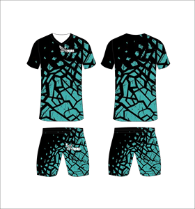 Ferocious Custom Sublimated Soccer Jersey and Shorts Set <b>Men</b> <b>s</b> <b>V</b> <b>Neck</b> Geometric Print Moisture Wicking Athletic Wear Wholesale - Product Image 1