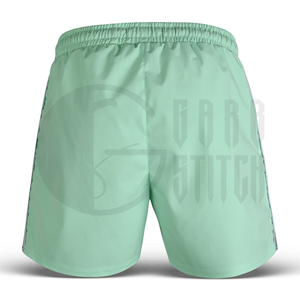 Shorts de Baño de Secado Rápido para Hombre, Cintura Elástica con Cordón, Trajes de Baño Casuales para Playa, Color Sólido con Raya Lateral, Shorts Cortos de Poliéster - Product Image 5
