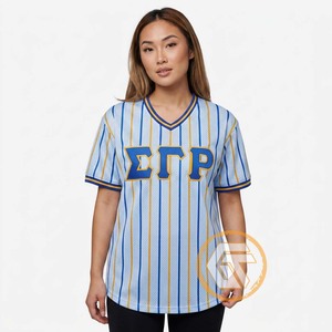 T-shirt de sororité Sigma Gamma Rho pour femmes, sublimé, respirant, écologique, col en V, polyester/coton, décontracté, été - Product Image 4