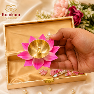 Modern New Arrival Indian Handmade Golden Gift Box Lotus Tealight <b>Candle</b> Holder Shubh Labh Hanging Diwali Festive Return Gift - Product Image 4