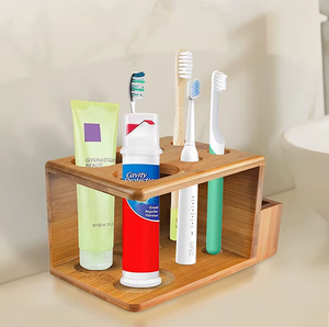 Attractive New Wooden Toothbrush and <b>Toothpaste</b> <b>Holder</b> Modern Bathroom Accessories Storage Rack - Product Image 1