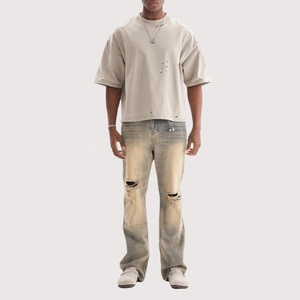เสื้อยืดสตรีทแวร์ทรงใหญ่ หนัก ทนทาน สไตล์วินเทจ ลุคขาดๆ สำหรับผู้ชาย - Product Image 4