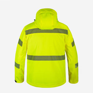 Chaqueta de Trabajo de Invierno para Hombre, 100% Poliéster, con Capucha, Alta Visibilidad, Color Verde, Cierre de Cremallera, Manga Larga, Reflectante y de Seguridad - Product Image 2