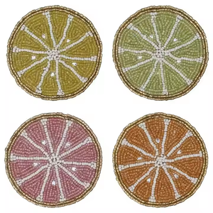 <b>Rustic</b> Hand Beaded Cocktail Coasters Luxury <b>Table</b> Accessory for <b>Coffee</b> <b>Table</b> Protective Tableau with Stylish Design - Product Image 2