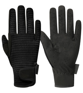 ถุงมือขี่ม้าสำหรับผู้หญิง ถุงมือขี่ม้าแบบยืดได้ ระบายอากาศได้ดี สีดำ - Product Image 1