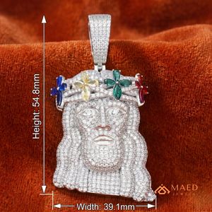 Collier pendentif visage de roi en argent sterling 925 et moissanite, bijoux de mode pour hommes et femmes, pendentif New York City, design couronne florale, États-Unis - Product Image 5
