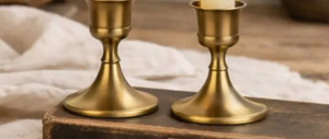 Vintage <b>Brass</b> Taper <b>Candlestick</b> <b>Holders</b> Matte Gold <b>Brass</b> Candle Stands for Table Centerpiece, Weddings, & Home Deco - Product Image 2