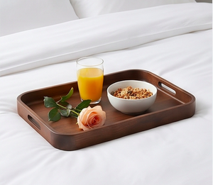 Ensemble de 3 plateaux en bois modernes empilables, rectangulaires, pour l'organisation de table et l'utilisation en cuisine - Product Image 4