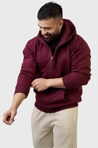 Sudaderas con capucha personalizadas al por mayor para hombre, con diseño de logotipo, forro polar, para fitness, informales, con cremallera completa. - Product Image 5