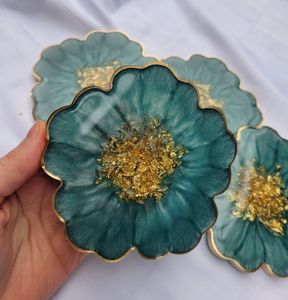 Custom Made Resin <b>Coaster</b> Set Luxury Epoxy Drink <b>Coasters</b> with Artistic Geode <b>Agate</b> Marble and Abstract Design - Product Image 1