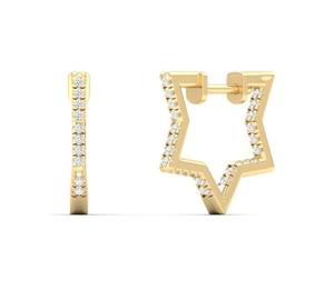 Boucles d'oreilles unisexes AMBER JEWELS en or massif 14 carats, style vintage, pour fiançailles, mariage ou soirée, avec diamant de laboratoire taille brillant - Product Image 1