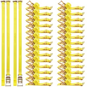 Cinghie a cricchetto 2 pollici x 15 piedi, confezione da 30, cinghie di fissaggio E-Track, resistenza al rottura 4400 libbre, carico nominale 1460 libbre, con gancio E-Track - Product Image 1