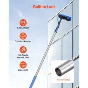 30FT maniglia estensibile Kit palo alimentato ad acqua 65,6ft tubo 180 gradi girevole testina esterna finestra per uso domestico pannello solare - Product Image 5