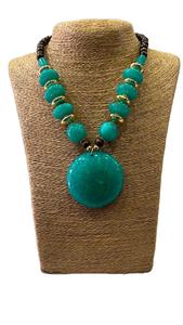 สร้อยคอเครื่องประดับวินเทจคลาสสิกจี้ใหญ่ทำจากเรซินสร้อยคอลูกปัดอัญมณีแฟชั่น - Product Image 2