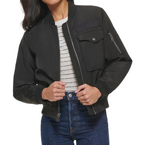 Wholesale <b>Women</b> Custom Black Utility Bomber <b>Jacket</b> Fashion Lightweight <b>Flight</b> <b>Jacket</b> Ladies Streetwear Casual Outerwear Zip Up - Product Image 5