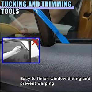 2 herramientas para tintado de ventanas de coche, espátula flexible de vinilo con mango largo, espátula de plástico para juntas, raspador de esquinas para películas de coche - Product Image 2