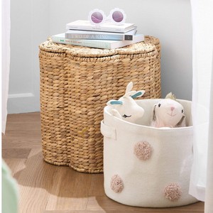 Cesta de Almacenamiento de Jacinto de Agua con Tapa, Cesto Organizador de Juguetes Tejido Festoneado, Cesto de Ropa para Guardería Infantil - Product Image 3