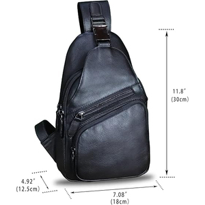 Sac bandoulière en cuir véritable unisexe, style minimaliste, bandoulière arquée, fermeture éclair amovible - Product Image 4