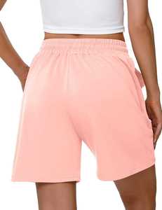 Shorts pour femmes à prix de gros, taille haute, en coton, brodés sur mesure - Product Image 3