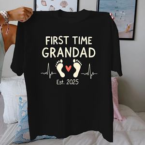 FIRST TIME GRANDAD avec empreintes de pas T-shirt confortable en pur coton pour femme - Product Image 1