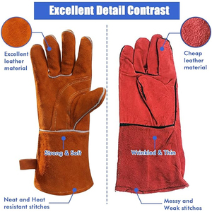 Guantes de Soldadura de Cuero Resistentes al Calor, de Alta Resistencia, con Manga Larga, Equipo de Protección de Seguridad, Buen Proveedor - Product Image 4