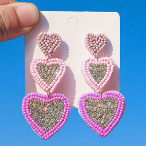 Nouvelles Boucles d'oreilles Saint-Valentin Perles d'amour Créatives Niche Tissées à la main en Kevlar Pierre Naturelle Exagérées Haut de gamme par MD HANDICRAFTS - Product Image 2