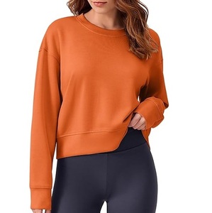 <b>Orange</b> Color Custom Printed Front Baggy Loose <b>Fleece</b> Terry Sweatshirts O Neck Plain Dyed Eco-Friendly Outerwear Sexy Partywear - Product Image 6