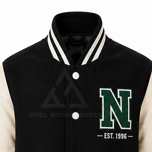 Veste pour homme en mélange de laine avec broderie graphique, boutons-pression et détails de patchs, style décontracté, vêtement d'extérieur, production sur mesure en gros - Product Image 6