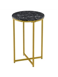 Mesa auxiliar redonda con tapa de mármol, estructura de hierro, mueble de lujo para sala de estar, mesa de centro moderna, mueble metálico de alta calidad. - Product Image 2