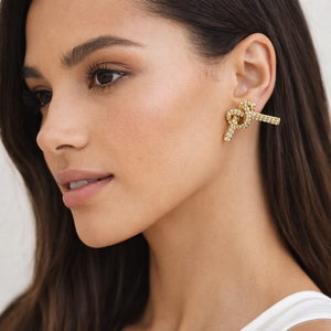 Nuevos Pendientes Modernos de Oro Sólido de 14K con Diamantes Cultivados en Laboratorio, Diseño de Nudo con Pavé, Joyería de Moda de Diseñador, Regalo para Ella - Product Image 5