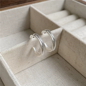 Pendientes de Plata de Ley S925, Estilo Vintage Coreano, Joyería de Moda para Bodas, Plata Brillante, Diseño Básico y Personalizado - Product Image 2