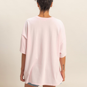 Wholesale Vintage Washed Oversized Tee Streetwear Custom Brand Casual Print Pink Color High Quality Acid Washed Women T shirts - Product Image 2