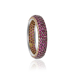 Natural Cut <b>Ruby</b> Gemstone 925 Sterling Silver Gold Plated Handmade Engagement Band <b>Rings</b> IGI Certified Jewelry <b>for</b> Wholesaler - Product Image 3